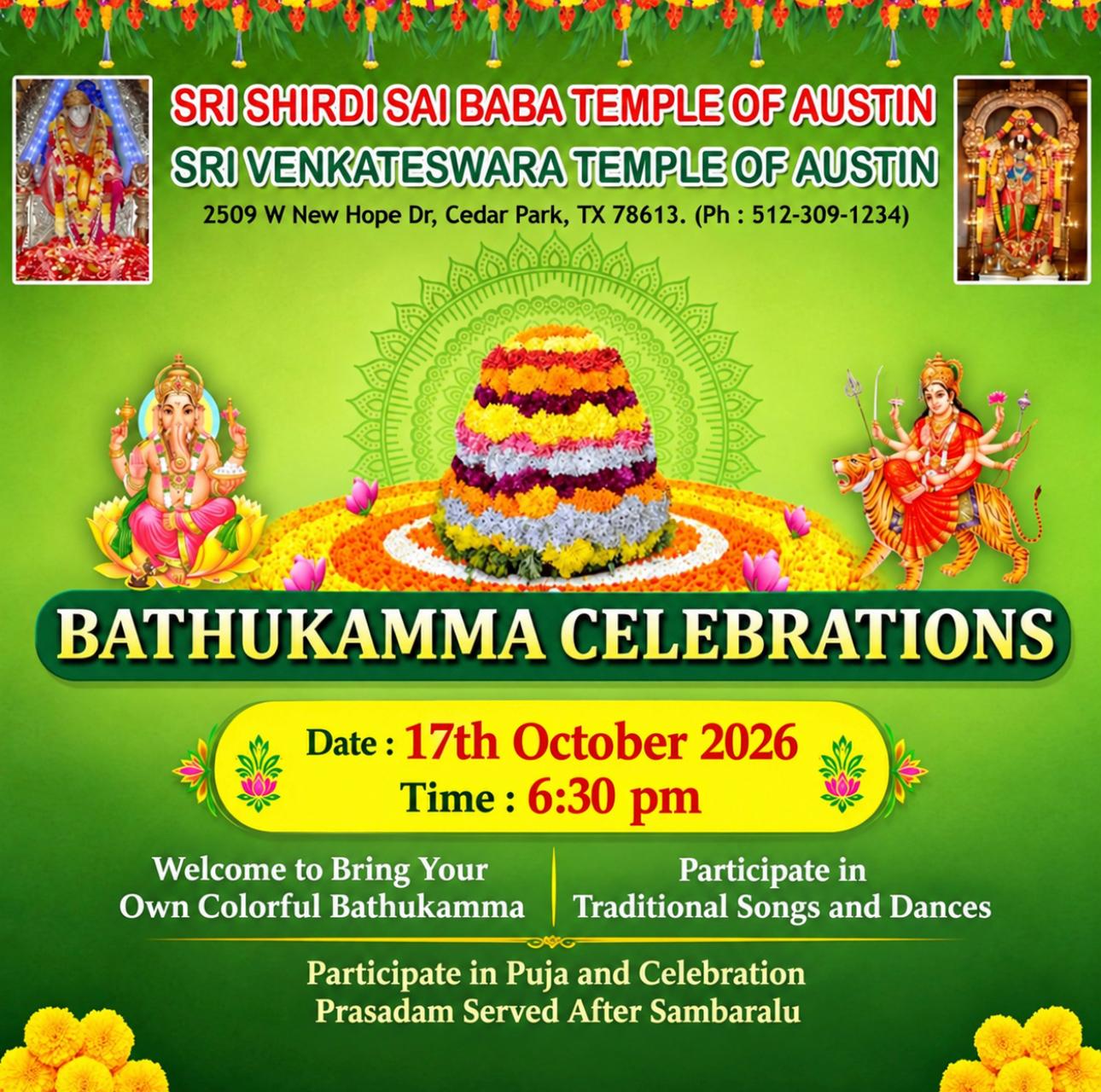 2026 October Bathukamma Celebrations